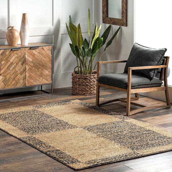 Nuloom Michaela Abstract Checkered Jute Area Rug Natural