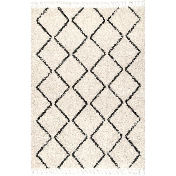 nuloom Michelle Diamond Trellis Tassel Area Rug Off White