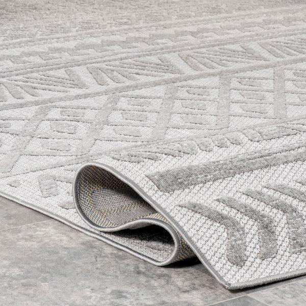 Nuloom Mikala Raised Tribal Indoor/Outdoor Area Rug Light Grey