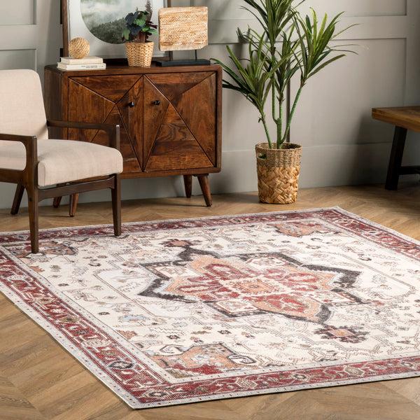 Nuloom Miley Machine Washable Traditional Medallion Area Rug Rust