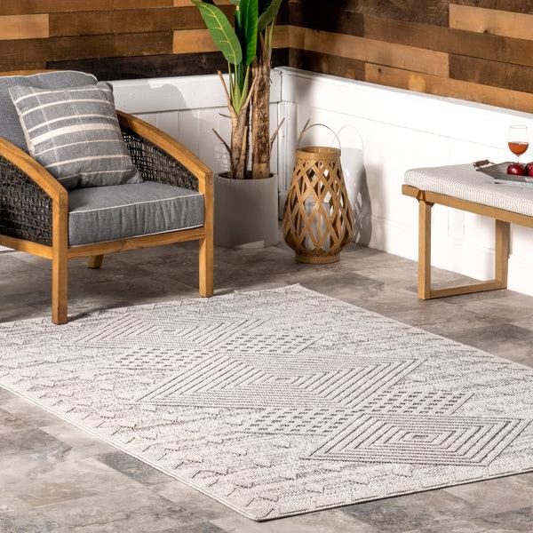 Nuloom Mindi Bold Geometric Indoor/Outdoor Area Rug Gray