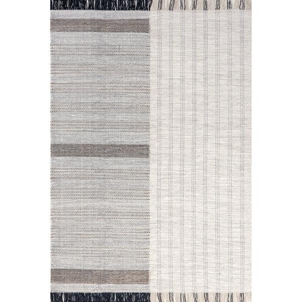 nuloom Minerva Casual Stripe Wool Tassel Area Rug Beige