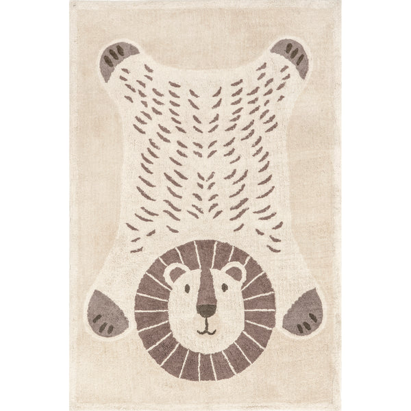 nuloom Mirelle Lion Machine Washable Kids Area Rug Ivory