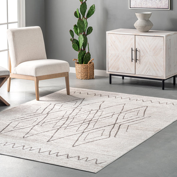 Nuloom Miriam Machine Washable Geometric Diamond Area Rug Beige