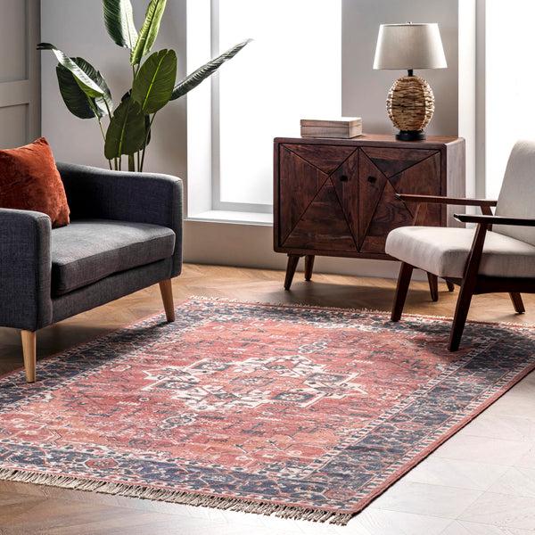 Nuloom Miya Traditional Medallion Fringe Area Rug Rust