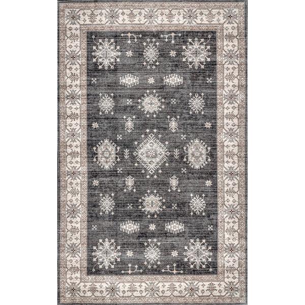 nuloom Mollie Machine Washable Traditional Border Area Rug Charcoal