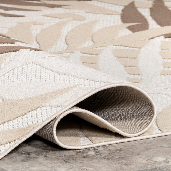 Nuloom Molly Textured Tropical Leaves Indoor/Outdoor Area Rug Beige