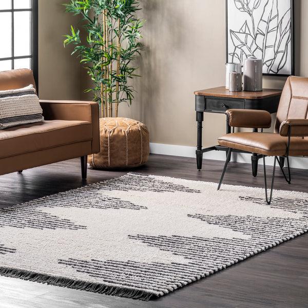 Nuloom Morgan Contemporary Shag Fringe Area Rug Beige