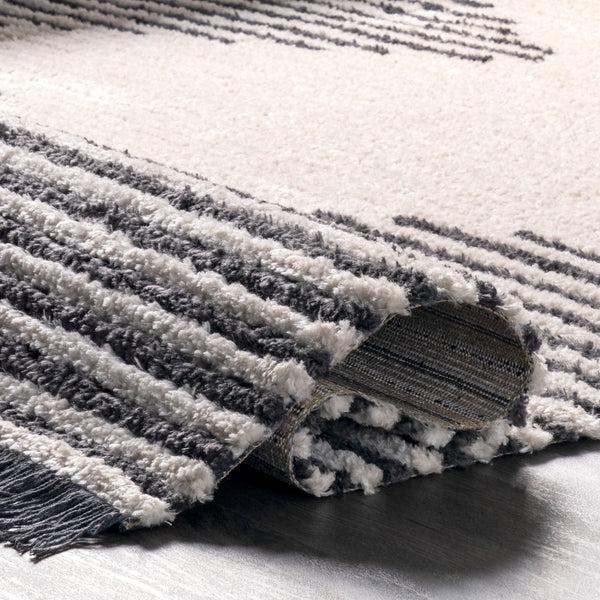 Nuloom Morgan Contemporary Shag Fringe Area Rug Beige