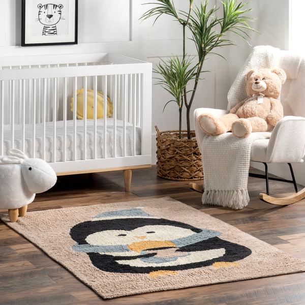 Nuloom Mosby Penguin Machine Washable Kids Area Rug Brown