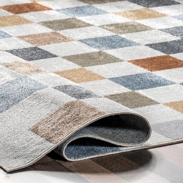 Nuloom Naya Checkered Machine Washable Area Rug Beige