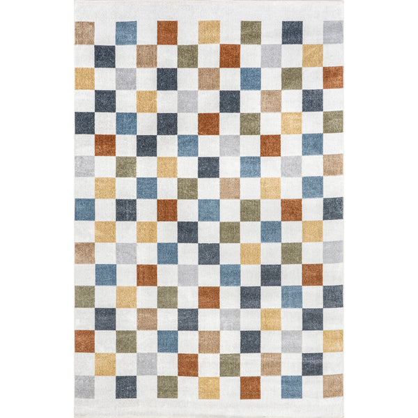 nuloom Naya Checkered Machine Washable Area Rug Blue