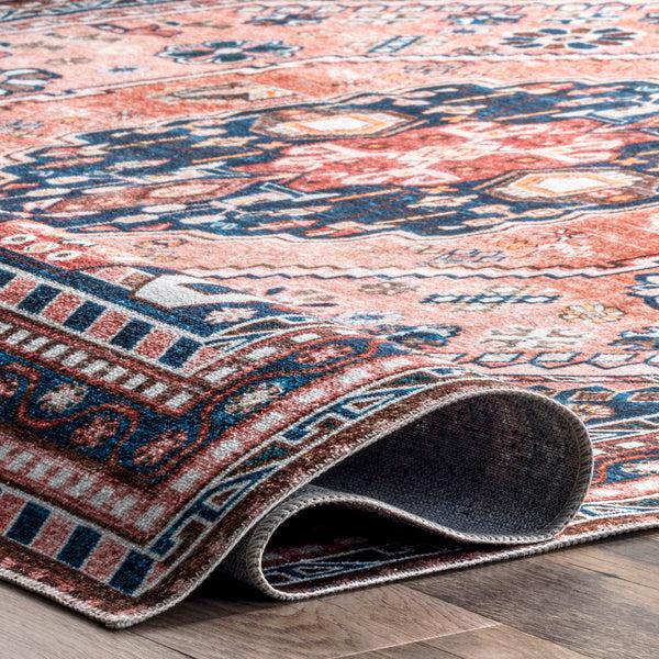 Nuloom Nevaeh Machine Washable Bohemian Medallion Area Rug Blue