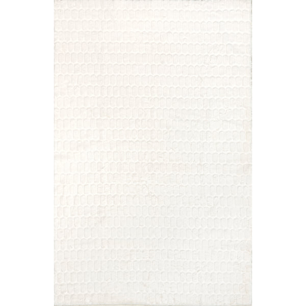nuloom Nia Tile Faux Rabbit Machine Washable Area Rug White