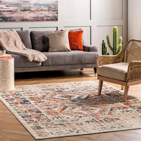 Nuloom Niamh Distressed Ethnic Motif Area Rug Beige