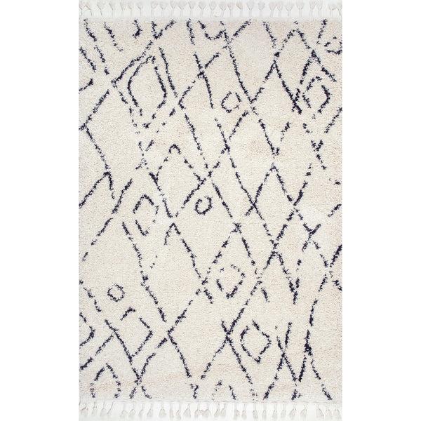 nuloom Nieves Moroccan Diamond Tassel Area Rug Off White
