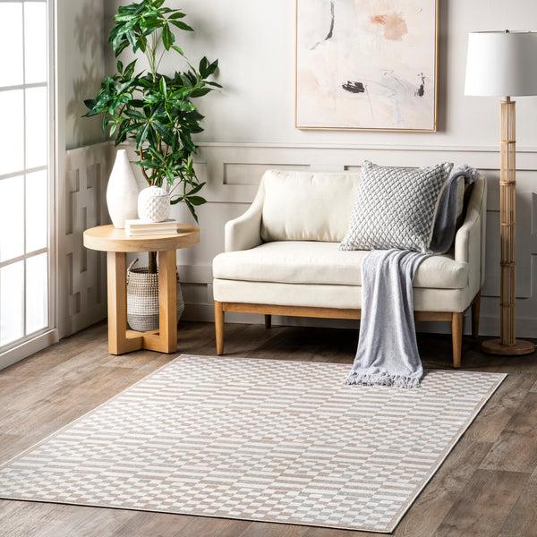 Nuloom Nikita Faded Geometric Machine Washable Area Rug Beige