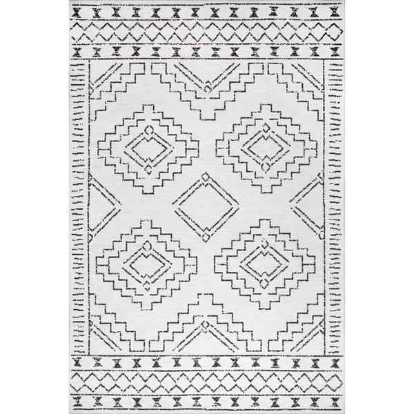 nuloom Noa Machine Washable Tribal Moroccan Area Rug White