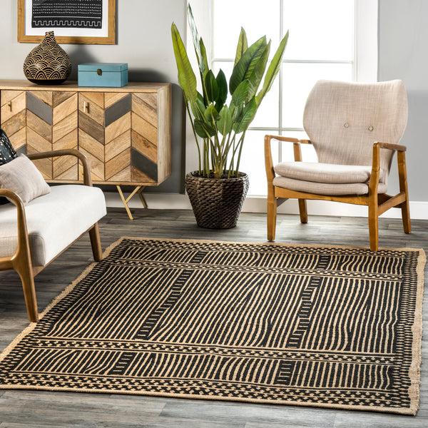 Nuloom Noel Tribal Striped Hand Woven Jute Area Rug Natural