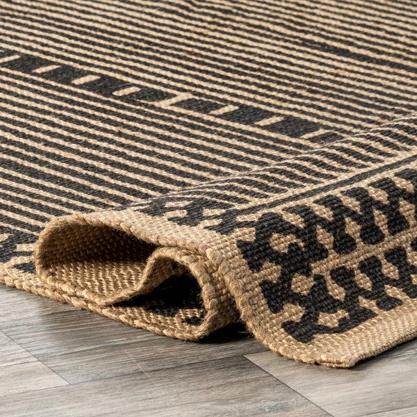 Nuloom Noel Tribal Striped Hand Woven Jute Area Rug Natural