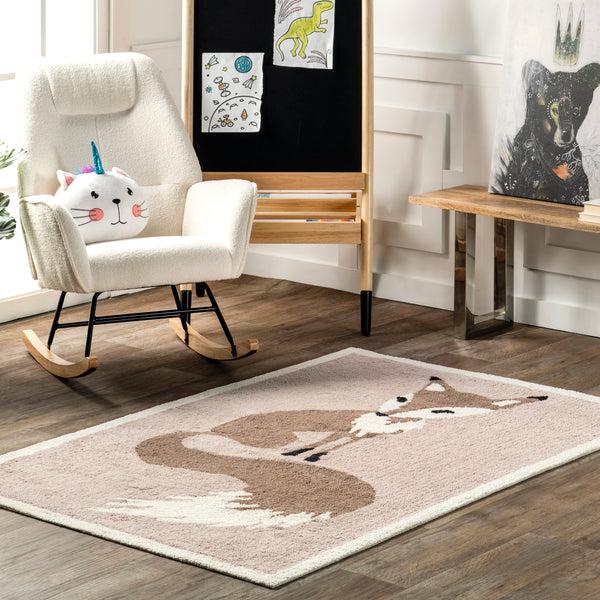 Nuloom Nola Fox Machine Washable Kids Area Rug Ivory