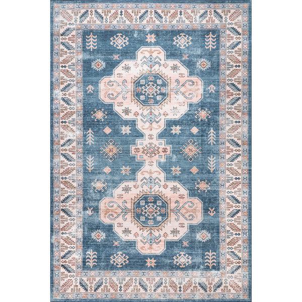 nuloom Norma Machine Washable Traditional Medallion Area Rug Blue