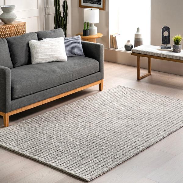 Nuloom Aaleigha Casual Striped Wool Area Rug Grey
