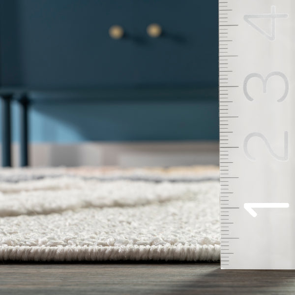 Nuloom Abstract Striped Kids Tassel Area Rug Beige