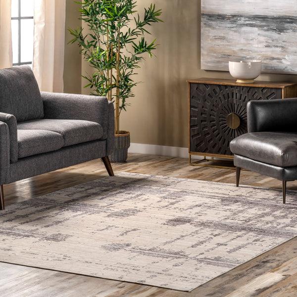 Nuloom Abstract Washable Area Rug Light Grey