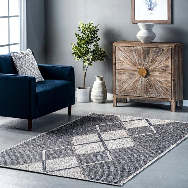 Nuloom Adria Diamond Blended Jute Area Rug Gray