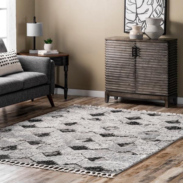 Nuloom Agata Textured Tassel Area Rug Light Grey