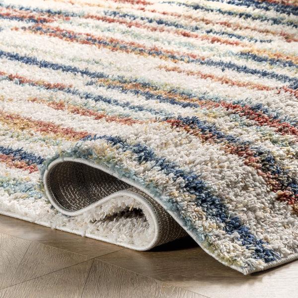 Nuloom Aimee Banded Stripes Shaggy Area Rug Beige