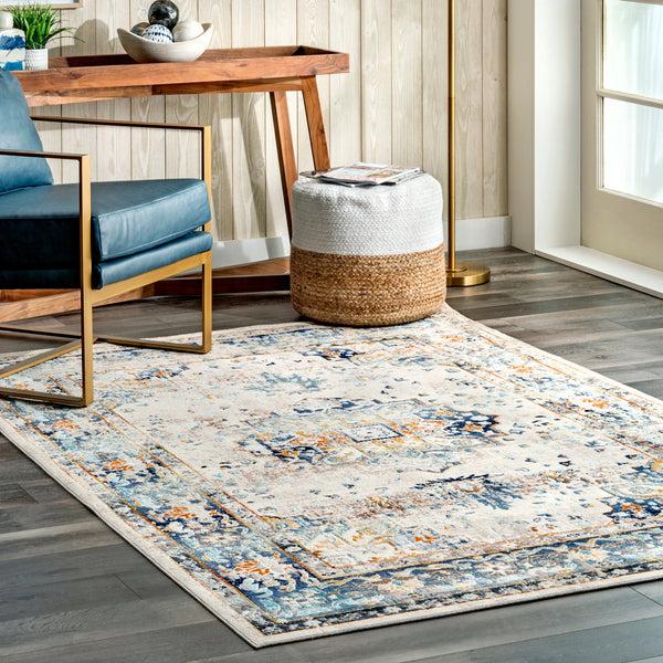 Nuloom Ainsley Distressed Medallion Area Rug Blue