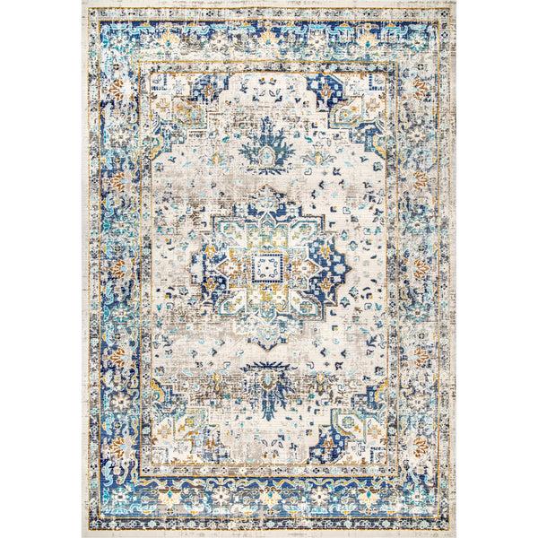 nuloom Ainsley Distressed Medallion Area Rug Blue