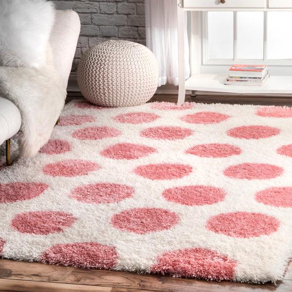 Nuloom Alexa Polka Dot Shag Pink