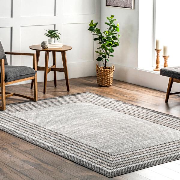 Nuloom Anya Washable Bordered Area Rug Gray