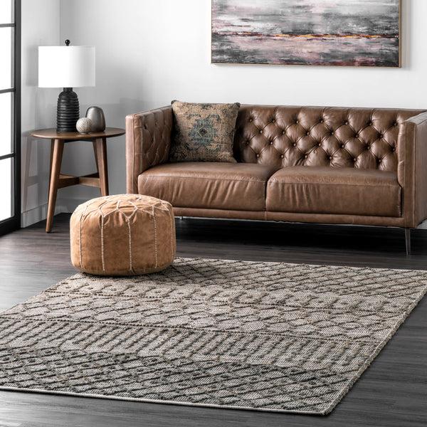 Nuloom Athena Textured Trellis Area Rug Dark Grey