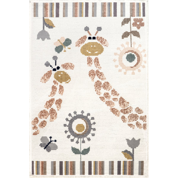 nuloom Avianna Giraffe Kids Fringe Area Rug Beige