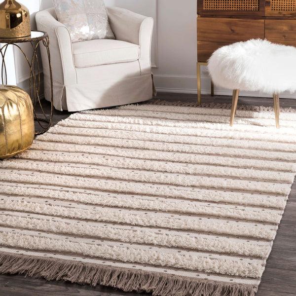 Nuloom Batista Tassel Rug Area Rug Ivory
