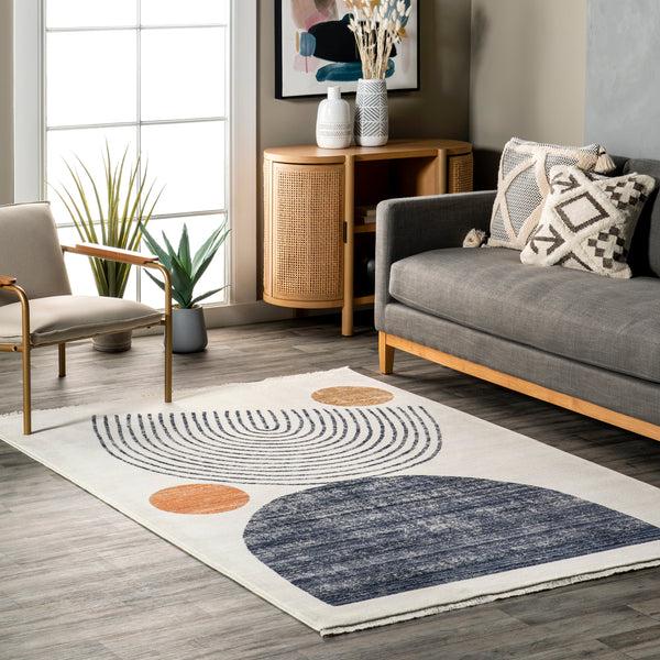 Nuloom Bevin Abstract Sky Fringe Area Rug Beige