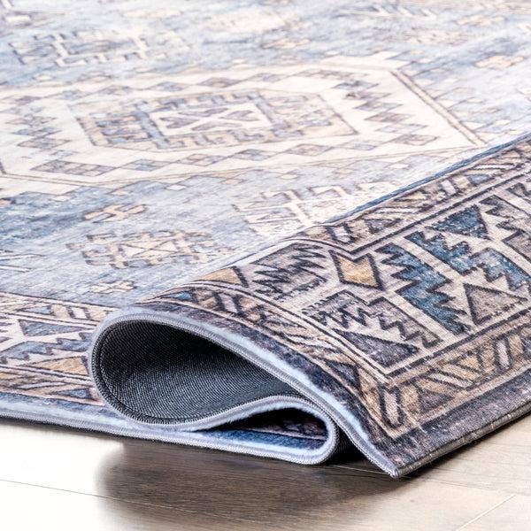 Nuloom Bordered Aztec Area Rug Blue