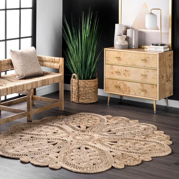 Nuloom Bree Floral Braided Jute Area Rug Natural