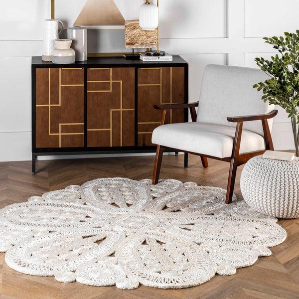 Nuloom Bree Floral Braided Jute Area Rug Natural