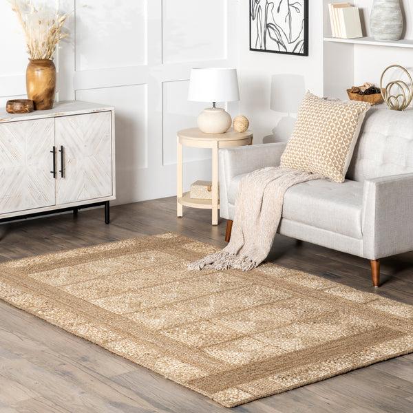 Nuloom Bronya Solid Tiled Jute Area Rug Natural