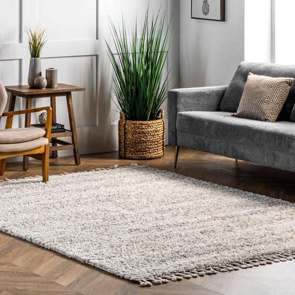 Nuloom Brooke Shag Tasseled Area Rug Ivory