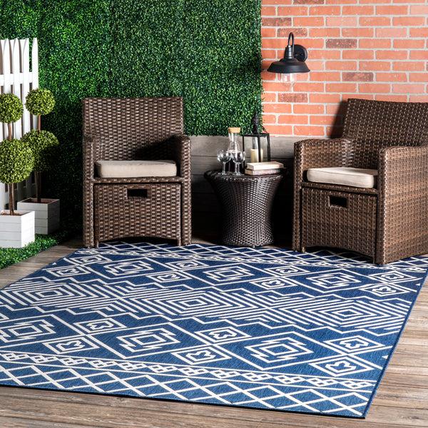 Nuloom Celine Aztec Indoor/Outdoor Area Rug Blue