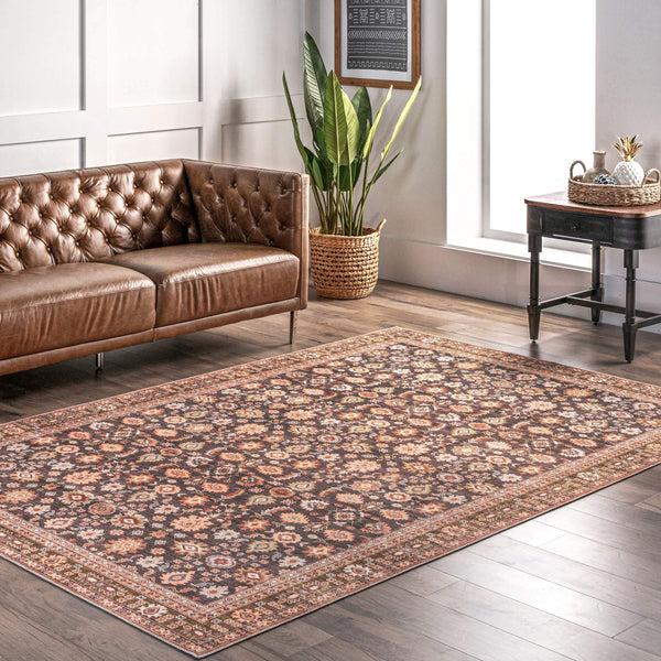 Nuloom Claire Washable Floral Area Rug Beige
