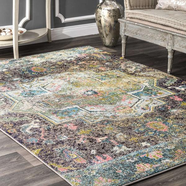 Nuloom Clorinda Tribal Medallion Aqua