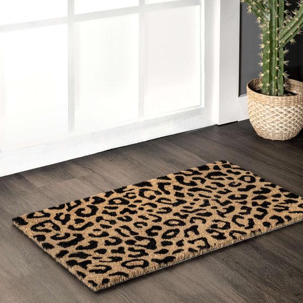 Nuloom Coir Leopard Print Doormat Natural