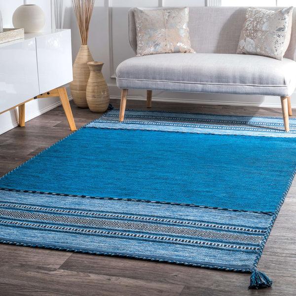 Nuloom Deetta Banded Tassel Area Rug Light Beige